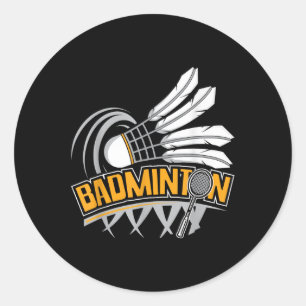 Pegatina Redonda Bádminton - Jugador de bádminton Volante Gallito 