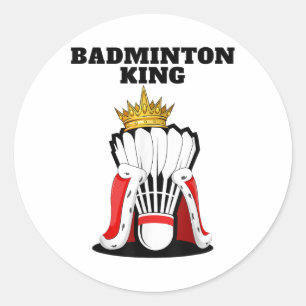 Pegatina Redonda Badminton King _ Hombres Jóvenes Jugadores de Badm