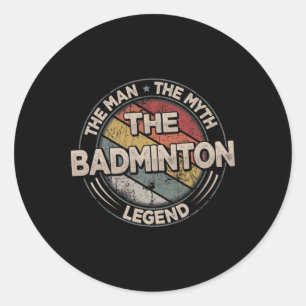 Pegatina Redonda Badminton Legends Transbordador retro Badminto mas