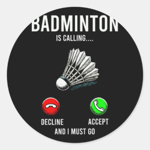 Pegatina Redonda Badminton Llama Declinación Acepta Diversión