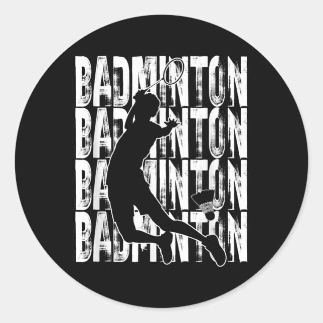Pegatina Redonda Badminton Lovers Theme Graphic Design  (Anverso)