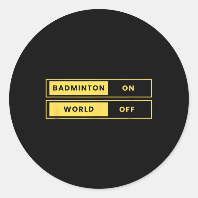 Pegatina Redonda Badminton On World Off Racket (Anverso)