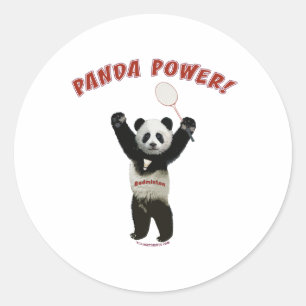 Pegatina Redonda Badminton Panda Power