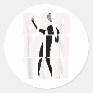 Pegatina Redonda Bádminton para hombres, mujeres, niñas y niños_1