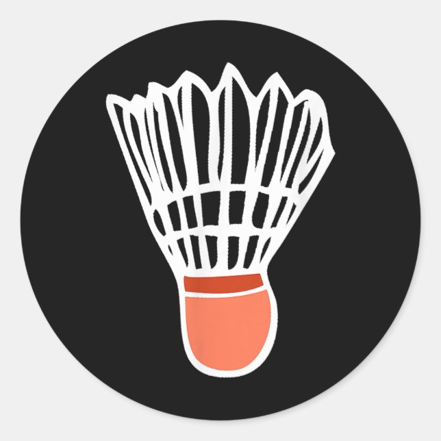 Pegatina Redonda Badminton Player Racket Shuttle Illustration Sport (Anverso)