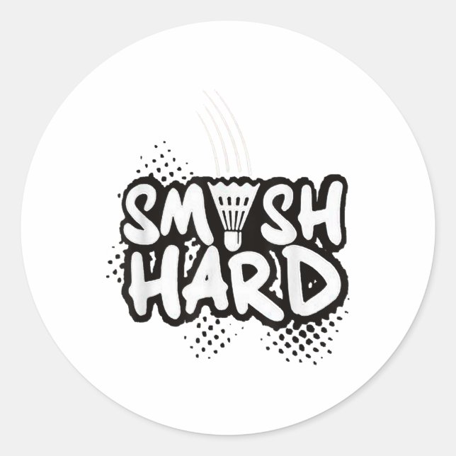 Pegatina Redonda Badminton Smash Hard Champion Gift  (Anverso)
