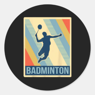 Pegatina Redonda Badminton T Shirt de estilo vintage