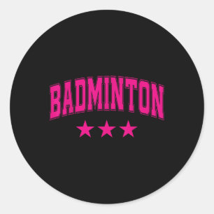 Pegatina Redonda Bádminton Todas las Estrellas Rosadas Clic Retro T