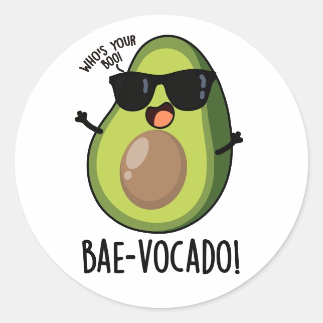 Pegatina Redonda Bae-vocado Funny Aguacate Pun (Anverso)