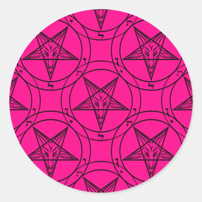 Pegatina Redonda bafometa rosa (Anverso)