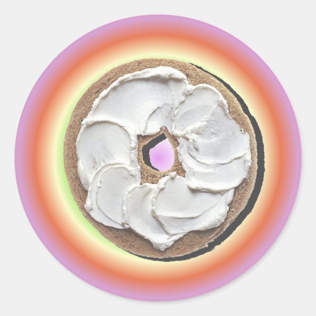 Pegatina Redonda Bagel y queso crema (Anverso)