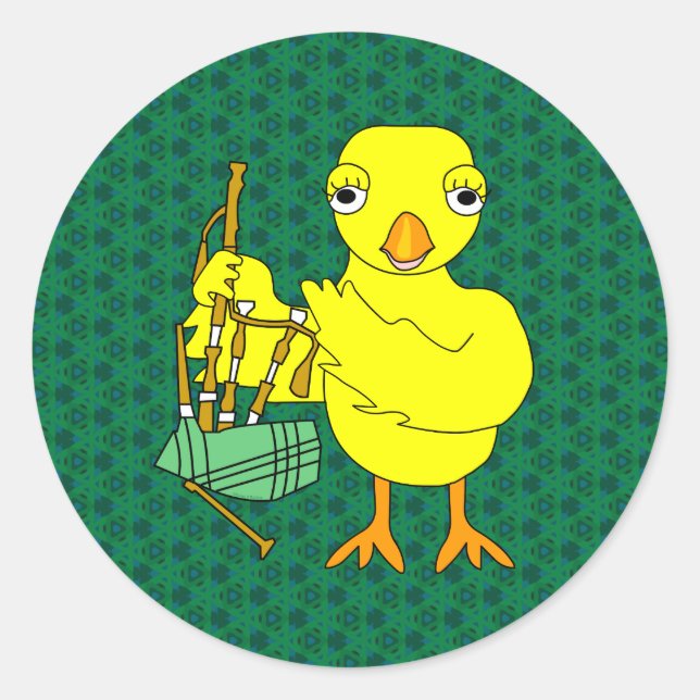 Pegatina Redonda Bagpipe Chick (Anverso)