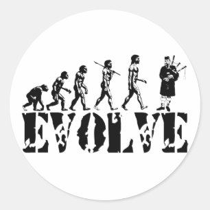 Pegatina Redonda Bagpipe Pipers Bagpiper Musical Evolution Art
