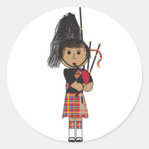 Pegatina Redonda Bagpiper