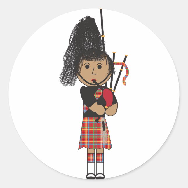 Pegatina Redonda Bagpiper (Anverso)