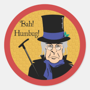 Pegatina Redonda ¡Bah! ¡Humbug! Ebenezer Scrooge