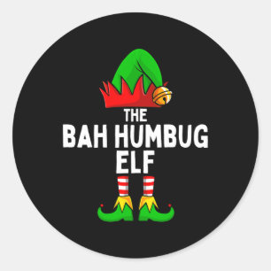Pegatina Redonda Bah Humbug Elf Matching Family Navidades