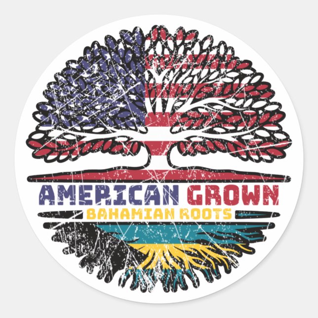 Pegatina Redonda Bahamas Bahamas Bahamas Estados Unidos Estados Uni (Anverso)