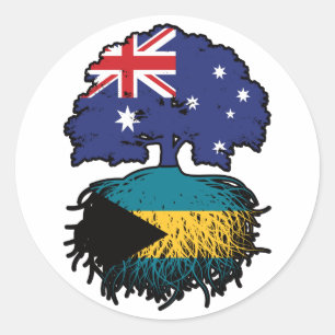 Pegatina Redonda Bahamas raíces de árboles australianos bahameños