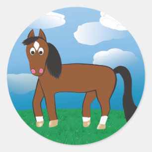 Pegatina Redonda Bahía de caballos personalizado con calcetines bla