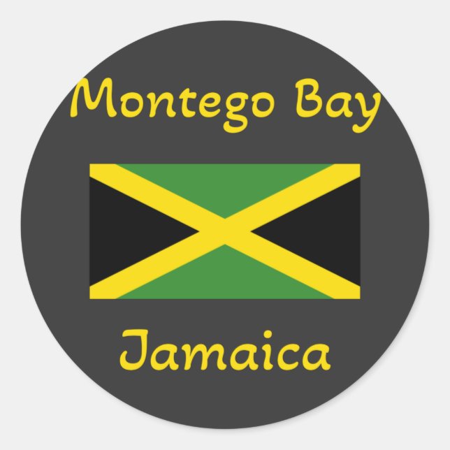 Pegatina Redonda Bahía Montego Jamaica - Bandera jamaiquina (Anverso)