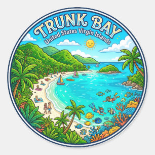 Pegatina Redonda Bahía Trunk Islas Vírgenes de los Estados Unidos