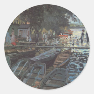 Pegatina Redonda Baigneurs en La Grenouillère por Claude Monet