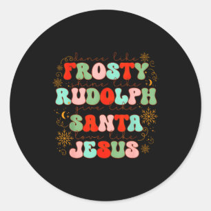 Pegatina Redonda Baila como Frosty Brilla como Rudolph Regala como