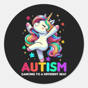 Pegatina Redonda Bailando A Un Golpe Diferente Conciencia De Autism