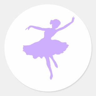 Pegatina Redonda Bailando Ballerina en Lilac Periwinkle