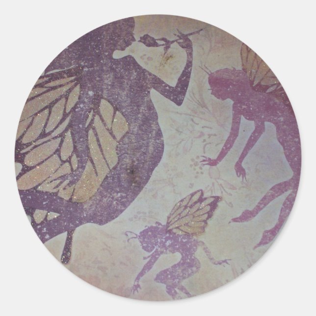 Pegatina Redonda Bailando con hadas (Anverso)