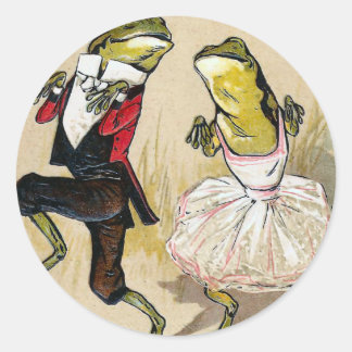 Pegatina Redonda Bailando con ranas