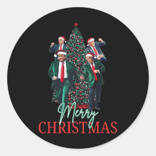 Pegatina Redonda Bailando en casa de Trump, papá de navidad, Papá N