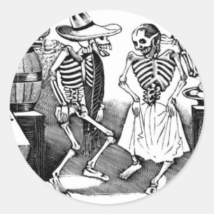 Pegatina Redonda "Bailando los Jarabe en el otro mundo"