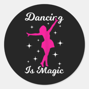 Pegatina Redonda Bailar Chica Bailar es danza mágica de las mujeres