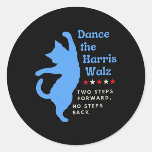 Pegatina Redonda Bailar con los Harris Wheimer 2024 Gato Lady Vote