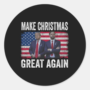 Pegatina Redonda Bailar Con Trump Santa Y Dj Vance Hacer Que Los Na