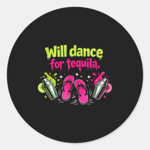 Pegatina Redonda Bailará para tripulación de fiesta chanclas gráfic