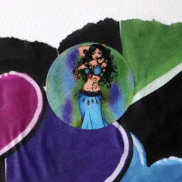 Pegatina Redonda Bailarín Belly