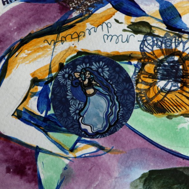 Pegatina Redonda Bailarín Belly azul (Subido por el creador)