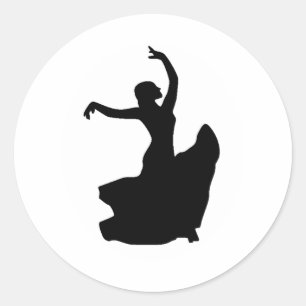 Pegatina Redonda Bailarín de flamenco en el círculo blanco