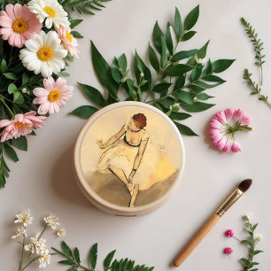 Pegatina Redonda Bailarina ajustando su zapatilla, arte de Degas