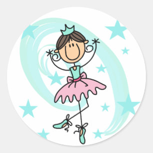 Pegatina Redonda Bailarina - Camisetas y regalos marrones