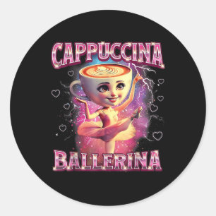Pegatina Redonda Bailarina Capuchina Divertida Meme Italiano Brainr
