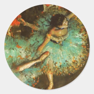 Pegatina Redonda Bailarina Danza Bailarina Verde Degas Pintura