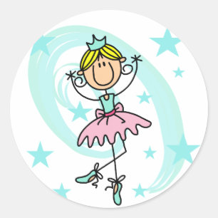 Pegatina Redonda Bailarina de Ballet - Camisetas y Regalos Rubios