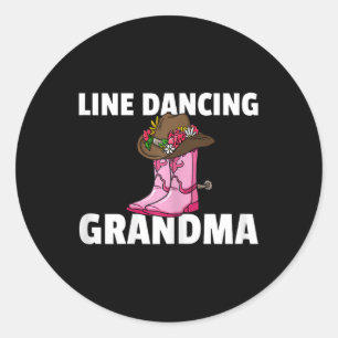 Pegatina Redonda Bailarina de danza de la abuela country