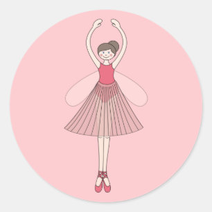 Pegatina Redonda Bailarina de hadas ilusima Ballet Rosa