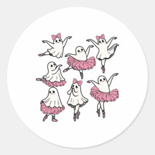 Pegatina Redonda Bailarina fantasma Llet Cuo Boo Bailando Halloween