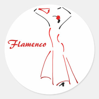 Pegatina Redonda Bailarina flamenca con eslogan de Personalizable